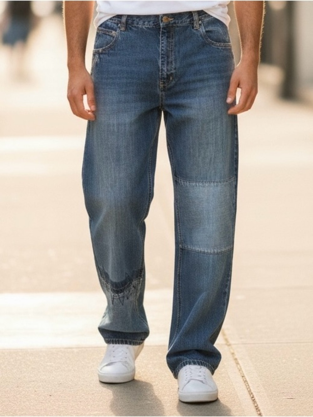Y2K Men's Loose Patchwork Skater Phat Farm Jeans 38/33